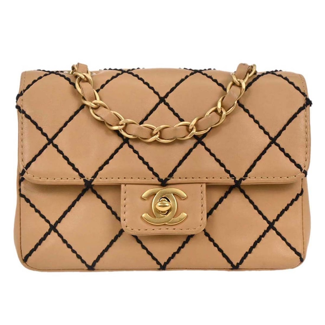 Chanel Beige Calfskin Mini Wild Stitch Shoulder Bag (1 of 10)