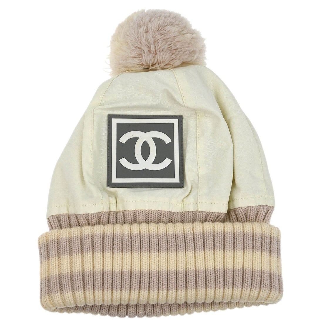 Chanel White Sport Line Knit Cap Size M (1 of 7)