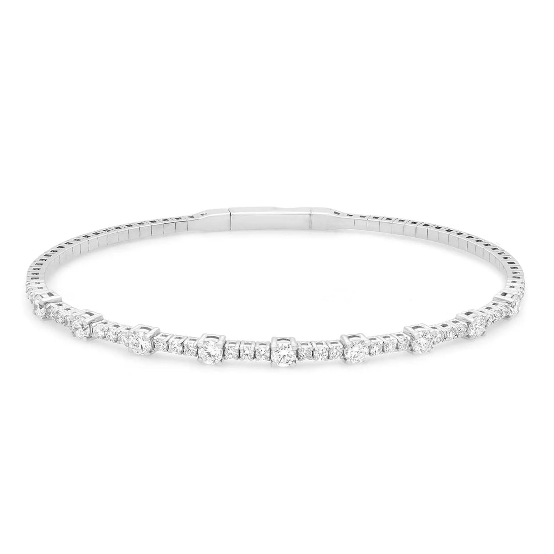 Rachel Koen 1.50Cttw Round Diamond Bangle Bracelet 14K White Gold: Rachel Koen 1.50Cttw Round Diamond Bangle Bracelet 14K White Gold Elevate your jewelry collection with this exquisite Rachel Koen flexible bangle bracelet, a perfect blend of elegance and style. Craft
