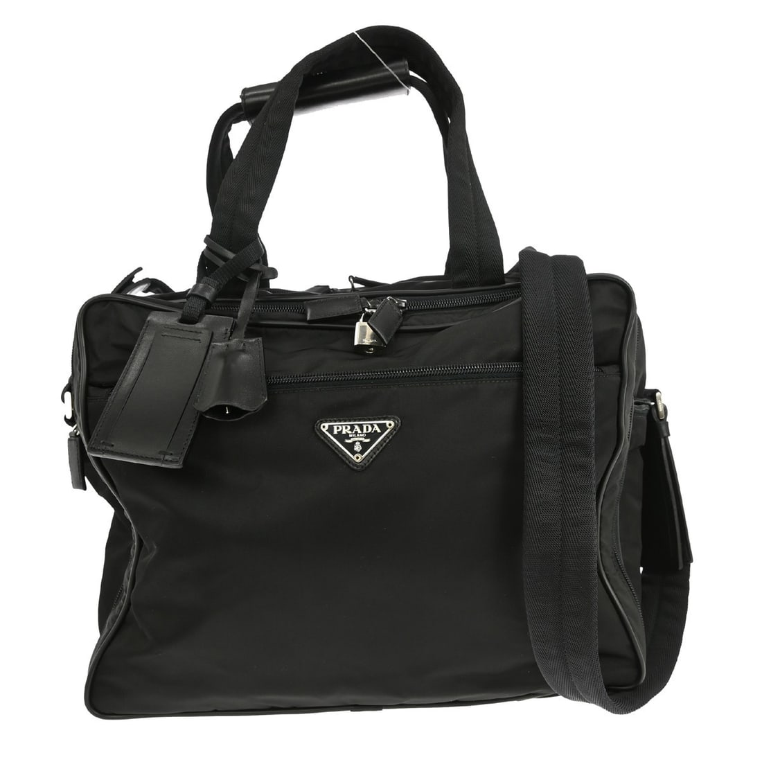 Black Pre-Owned Prada Vintage Women's Handbag: Black Pre-Owned Prada Vintage Women's Handbag This pre-owned Prada vintage handbag features a classic black design. It shows some signs of use, including exterior dirt and minor interior wear, but has