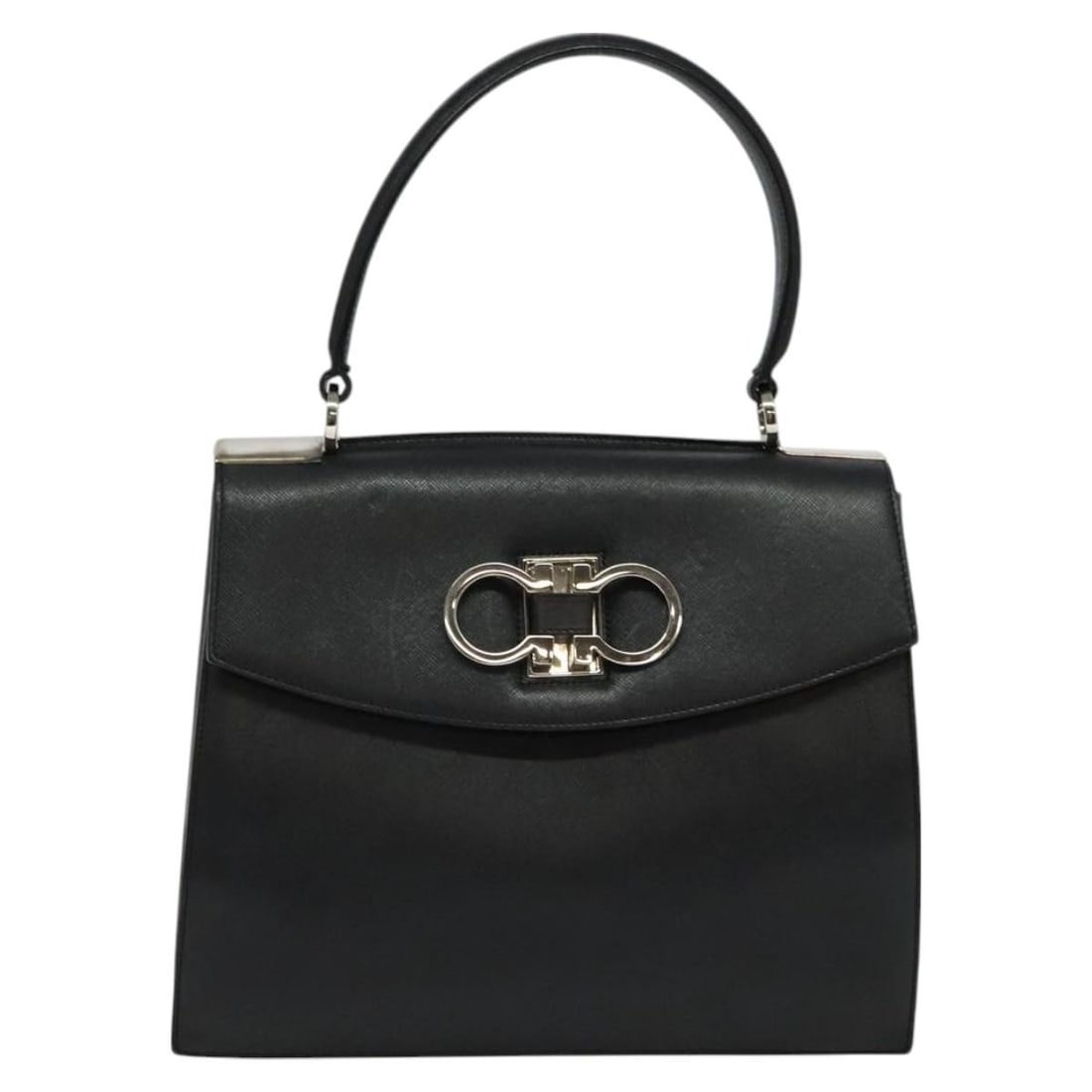 Double Gancini Top Handle Handbag by Salvatore Ferragamo in Black (1 of 2)