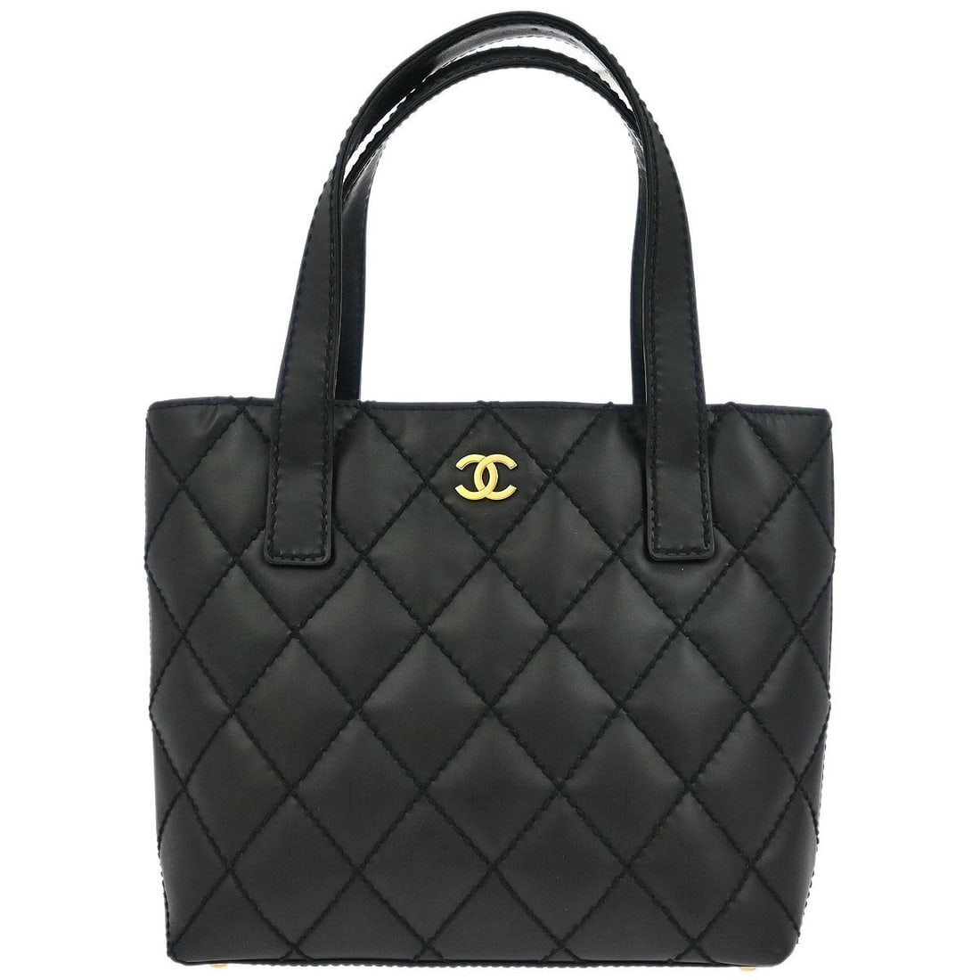 Chanel Wild Stitch Medium Black Calfskin Top Handle Tote (1 of 10)