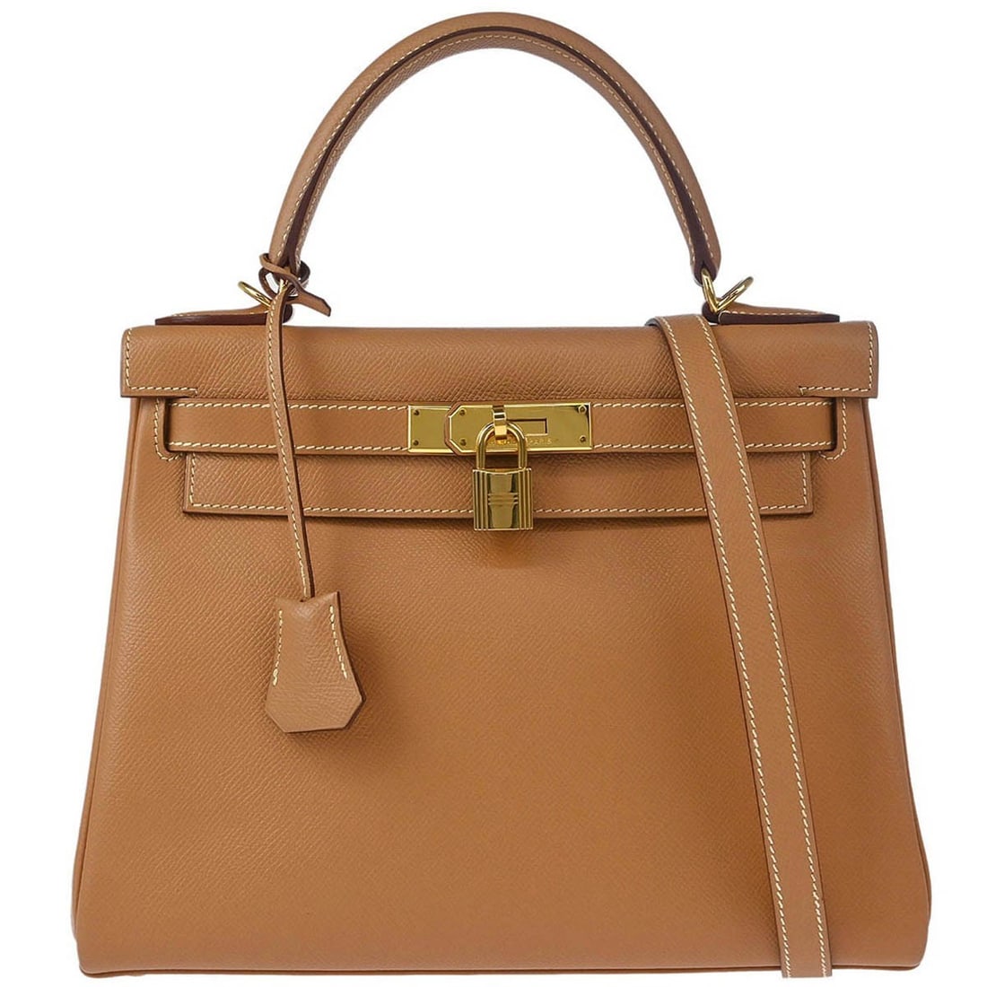 Hermes Kelly 28 Courchevel 2way Leather Handbag Beige (1 of 10)