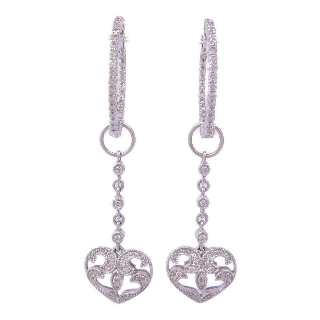 JEWELRY Diamond Pierced Earrings in 18K White Gold (1 of 8)