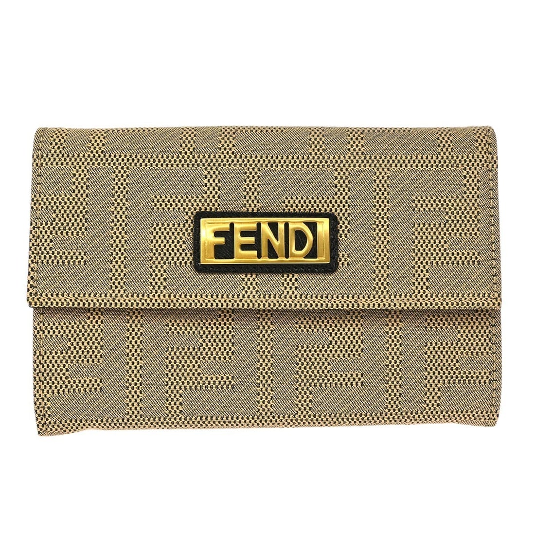 Fendi Vintage Beige Zucca Canvas Folding Wallet Purse: Fendi Vintage Beige Zucca Canvas Folding Wallet Purse This vintage Fendi wallet purse showcases the iconic Zucca pattern in a chic beige color. Designed with a practical folding style, it is made from