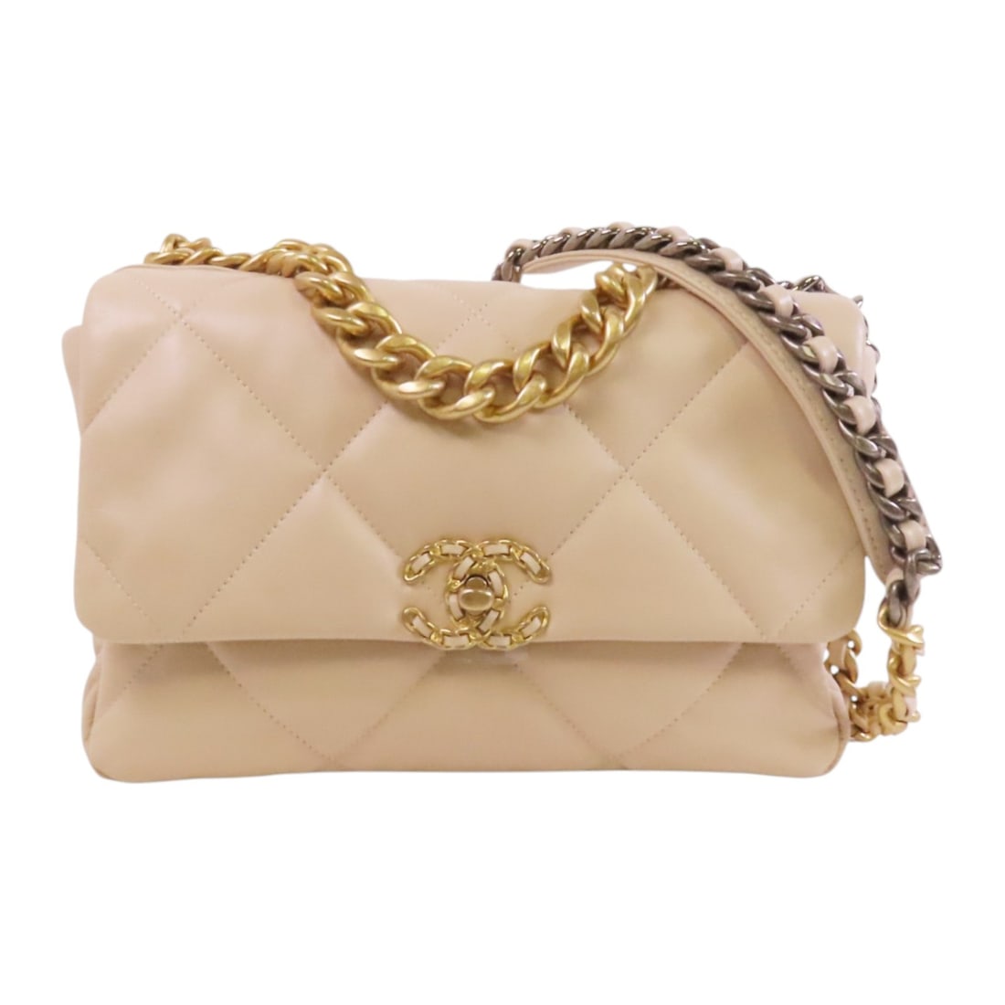 CHANEL CC C19 Beige Lambskin 2way Shoulder Bag with GHW (1 of 17)