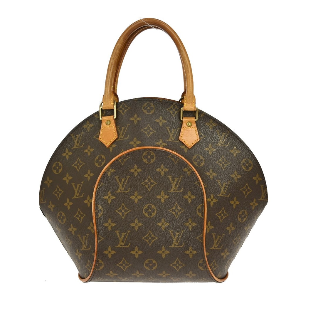 Ellipse MM Monogram Handbag by Louis Vuitton Brown: Ellipse MM Monogram Handbag by Louis Vuitton Brown This pre-owned Louis Vuitton Monogram Ellipse MM handbag features the iconic monogram canvas and is designed for women. The bag shows noticeable scuf