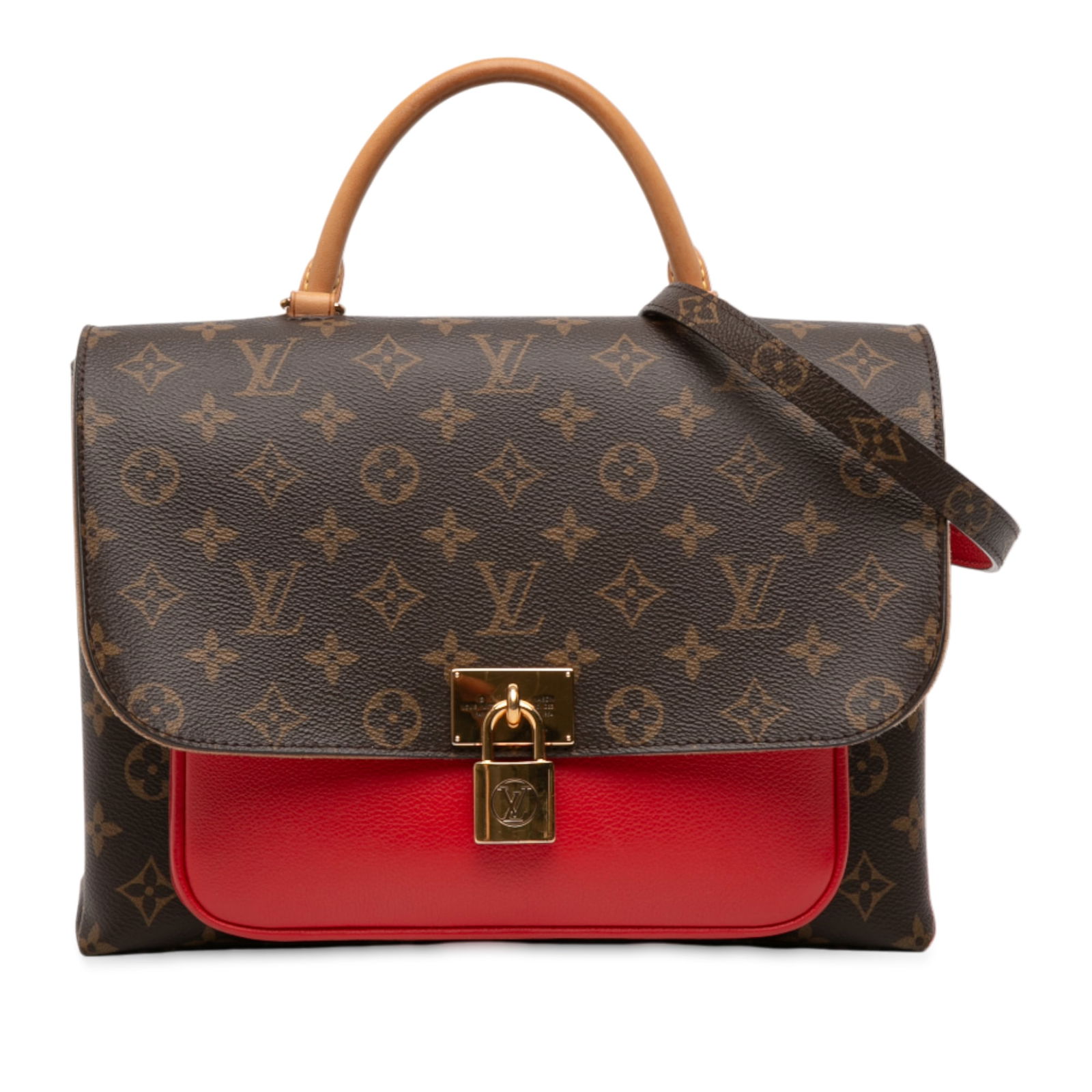 Marignan Brown Canvas Shoulder Bag with Leather Trim by Louis Vuitton: Marignan Brown Canvas Shoulder Bag with Leather Trim by Louis Vuitton The Louis Vuitton Monogram Marignan is crafted with a signature monogram canvas body complemented by leather trim. It features a r