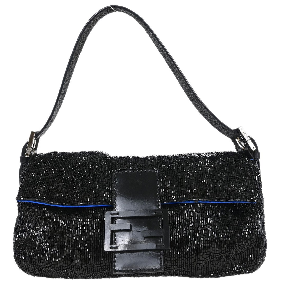 Fendi Baguette Medium Black Beaded Flap Bag with Top Handle (1 of 10)
