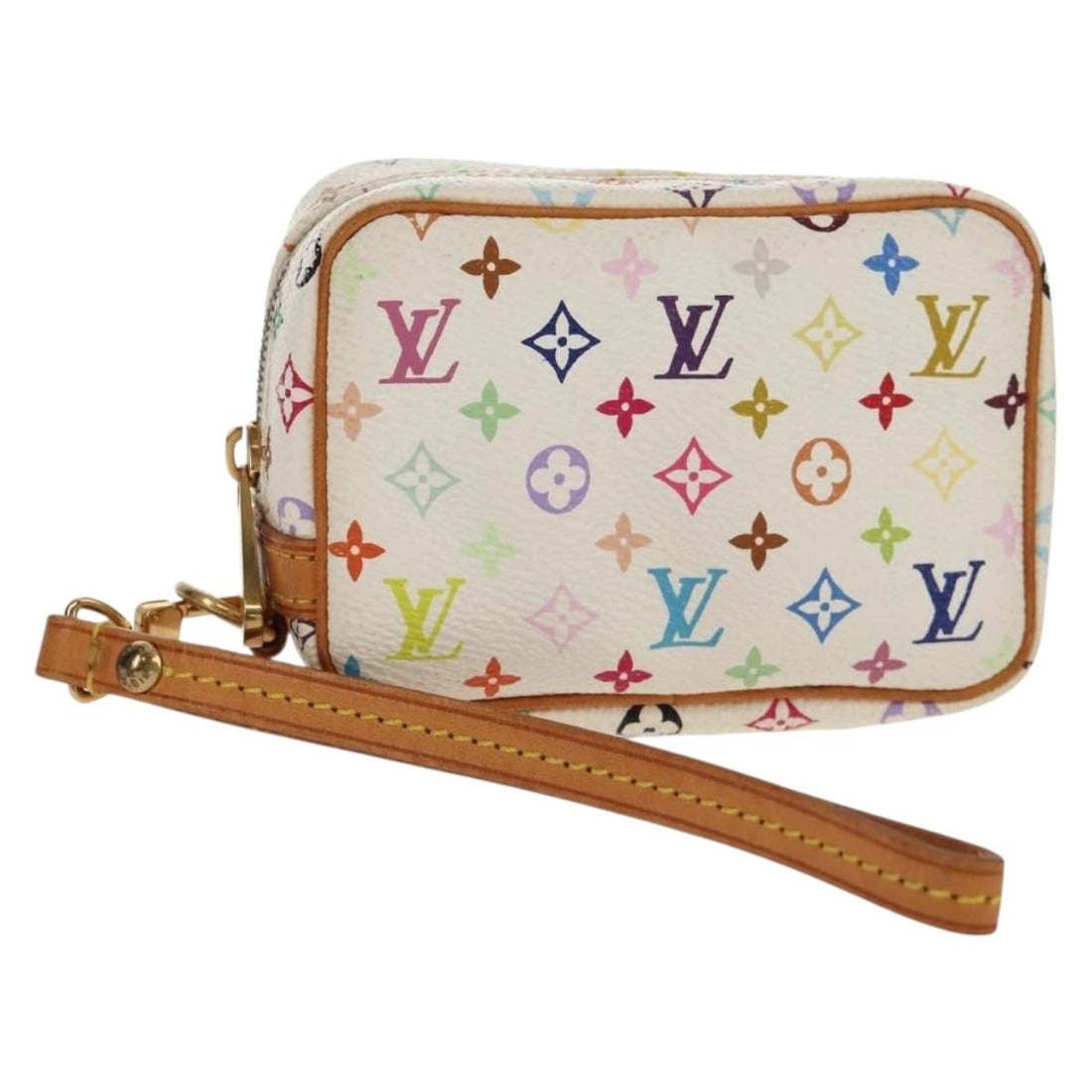 Wapity Multicolour Pouch by Louis Vuitton: Wapity Multicolour Pouch by Louis Vuitton This pre-owned Louis Vuitton Wapity Trousse Pouch in Multicolour features a compact design suitable for female users. The pouch is in good condition, exhibiti