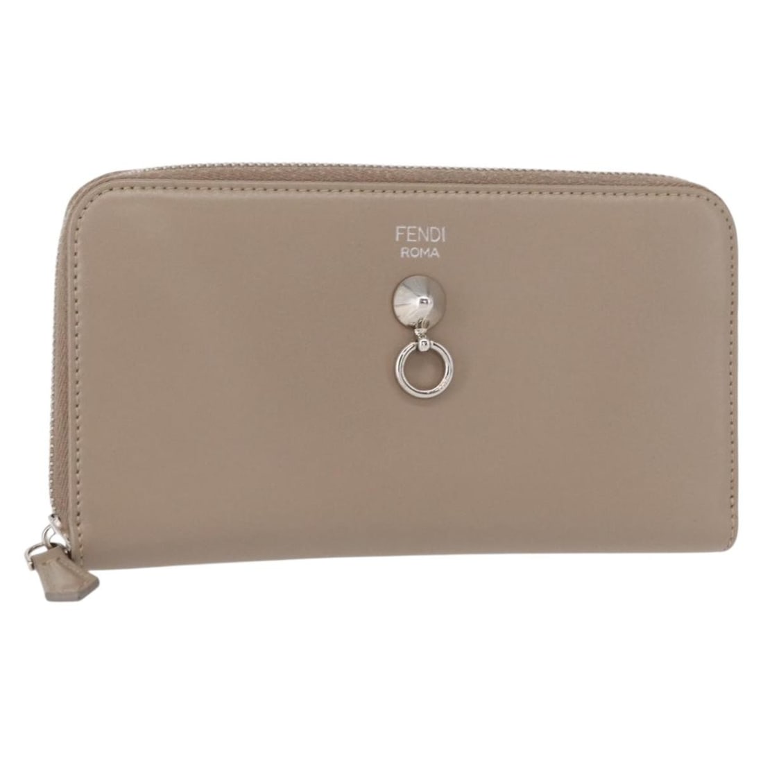 FENDI Beige Gold Leather Long Wallet with Dust Bag: FENDI Beige Gold Leather Long Wallet with Dust Bag This authentic Fendi long wallet is crafted from high-quality leather in a sophisticated beige and gold color scheme. Measuring approximately 7.5 inc