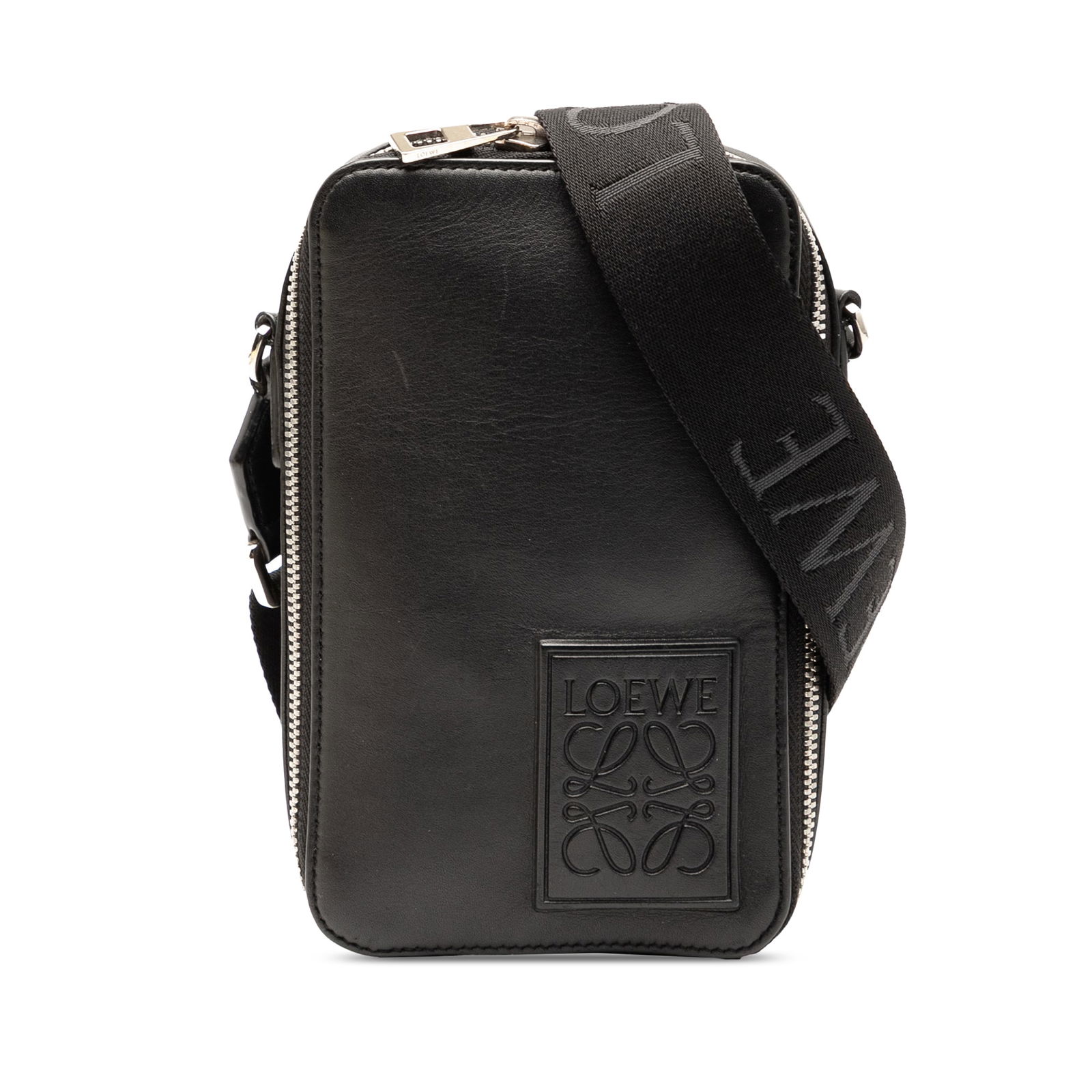 LOEWE Satin Calfskin Anagram Crossbody Bag Black (1 of 8)