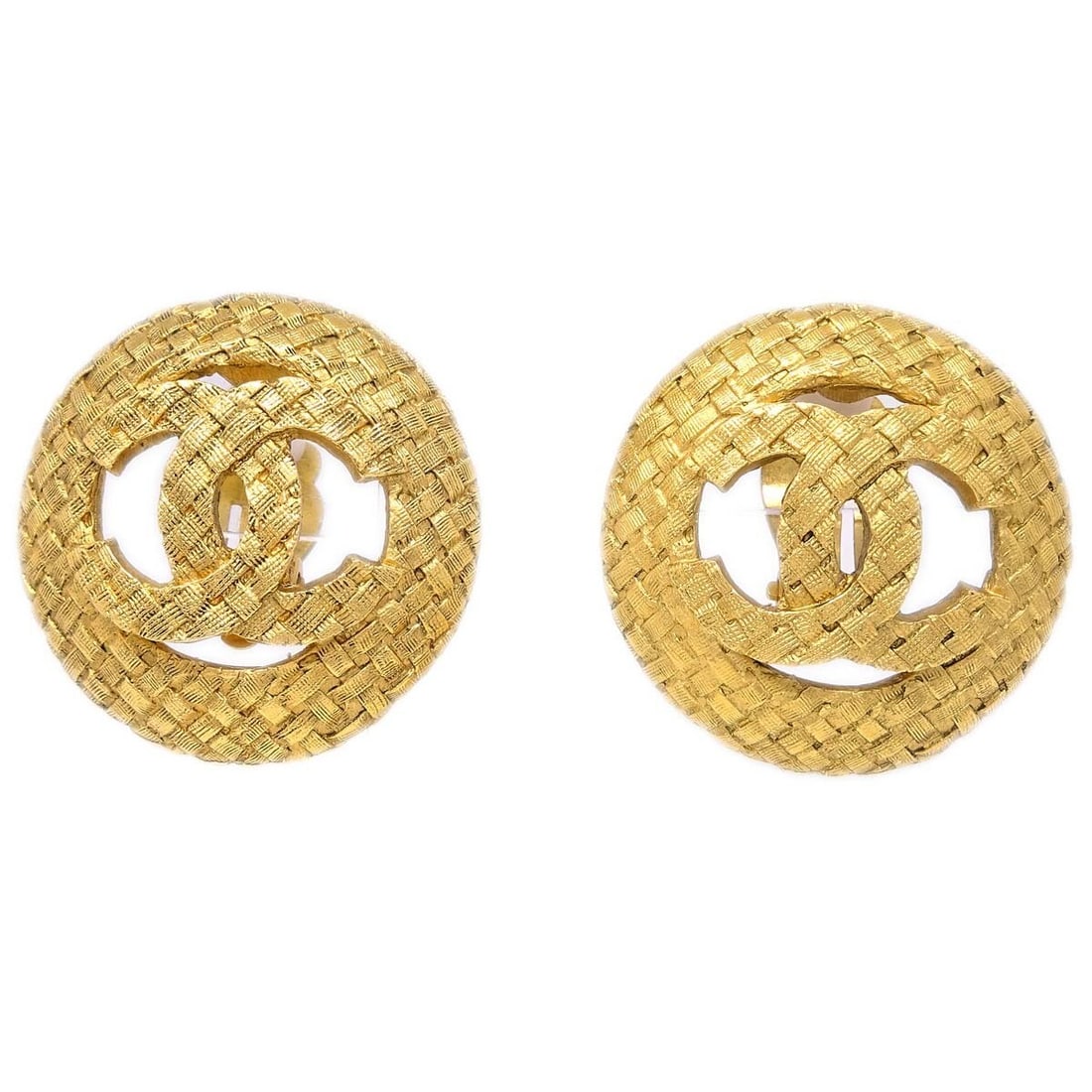 Chanel Gold Plated Button Clip-On Earrings 2889/29 (1 of 4)