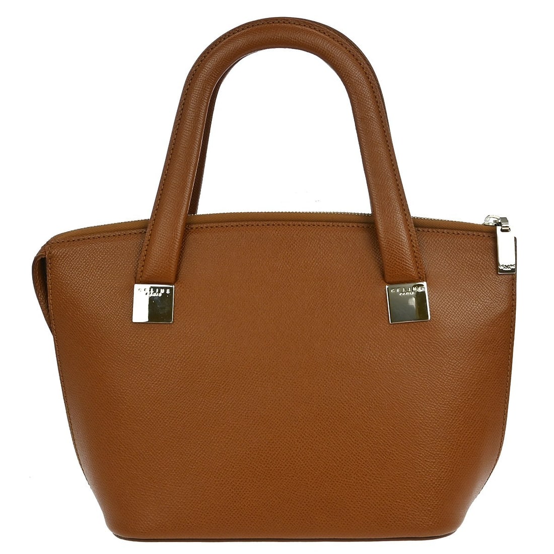 Macadam Pattern Medium Brown Leather Tote Bag by CELINE MC98/1 NQ02010: Macadam Pattern Medium Brown Leather Tote Bag by CELINE MC98/1 NQ02010 This CELINE Macadam tote handbag features a brown leather exterior with the signature Macadam pattern and logo accents. Designed