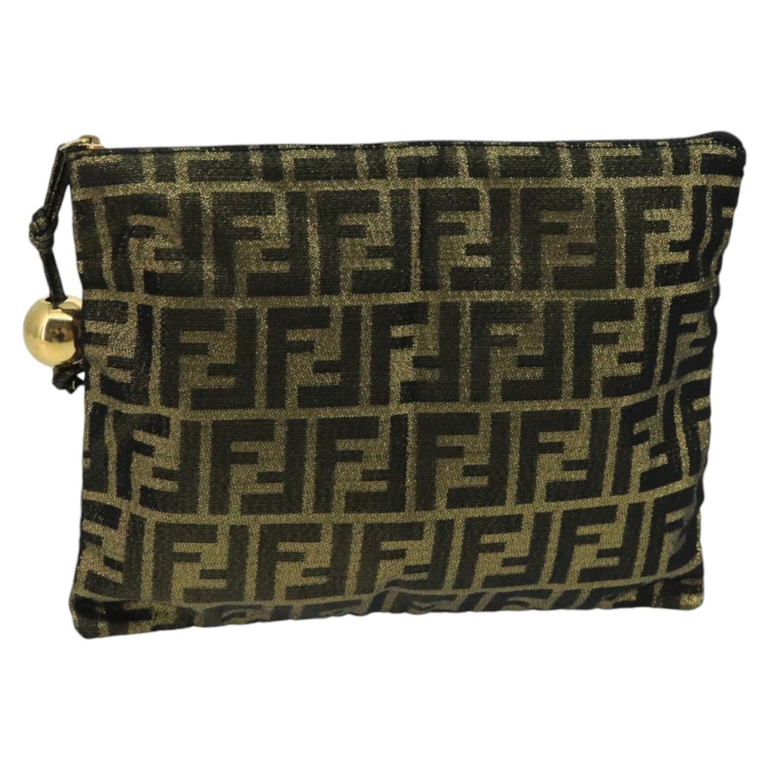 Vintage Fendi Gold Zip Pouch Clutch Bag (1 of 1)