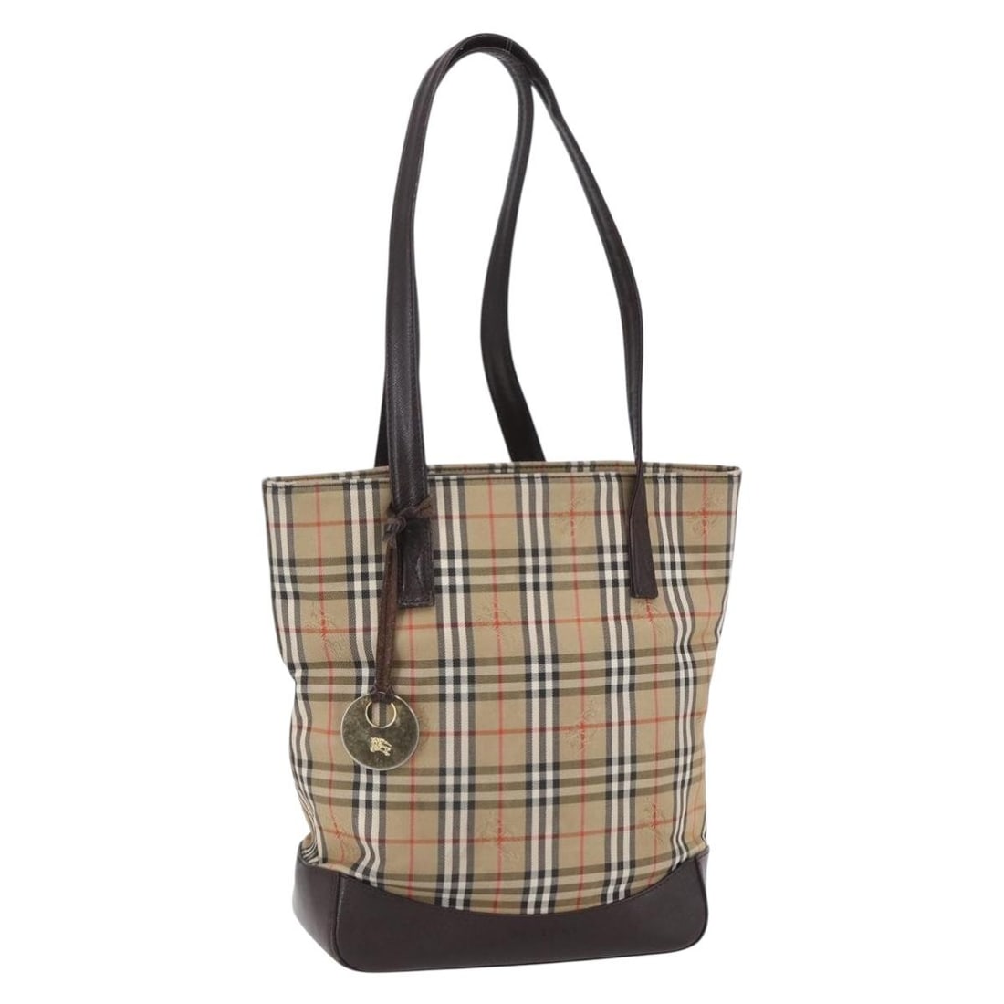 Burberry Nova Check Beige Vintage Tote Shoulder Bag: Burberry Nova Check Beige Vintage Tote Shoulder Bag This pre-owned Burberry Nova Check tote bag features the iconic beige plaid pattern with leather trim and shoulder strap. It is designed for female