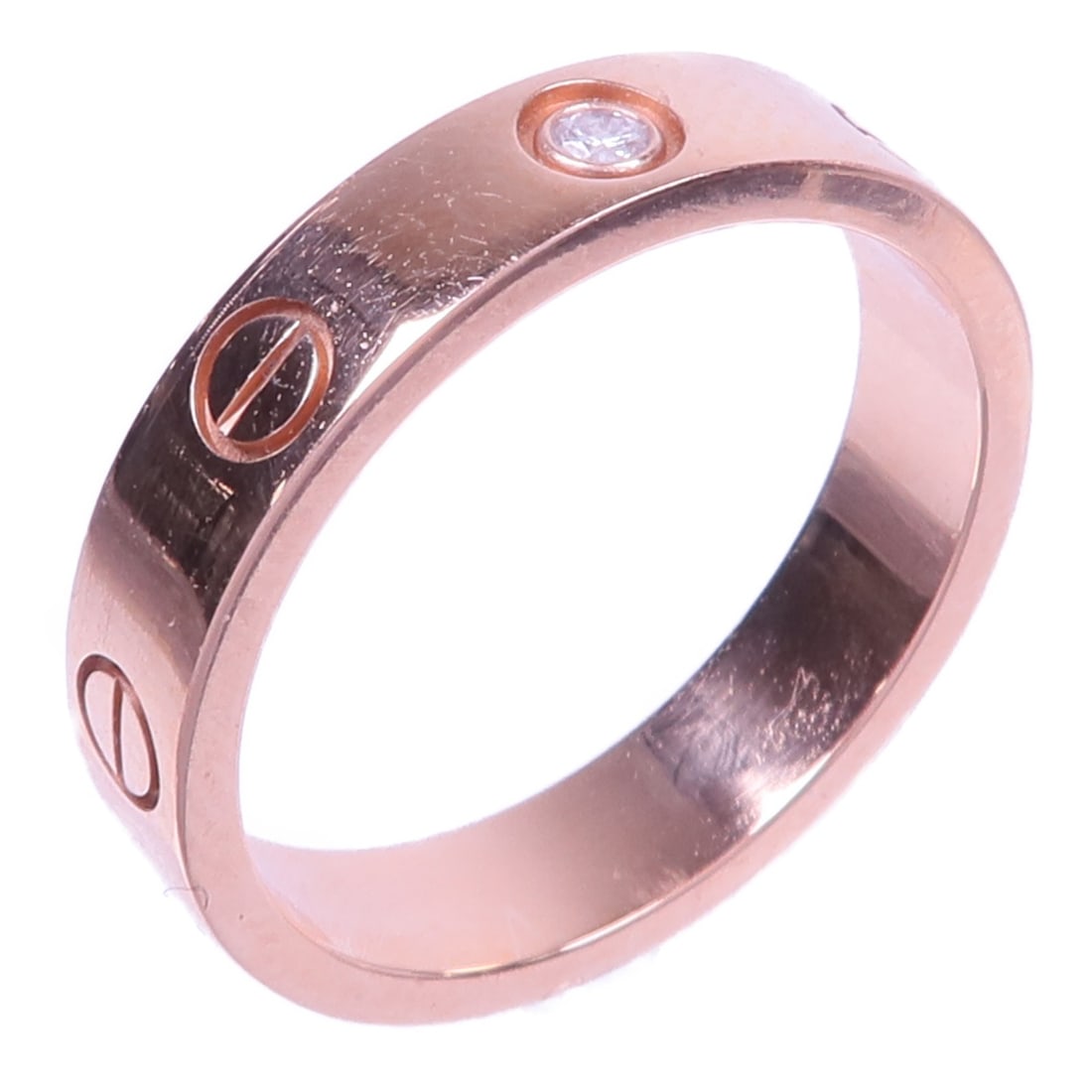 Cartier Love Ring Diamond 18K Pink Gold Size 5.5: Cartier Love Ring Diamond 18K Pink Gold Size 5.5 This exquisite Cartier Love Ring features a stunning diamond set in luxurious 18K pink gold, also known as rose gold. Crafted in France, this elegant p