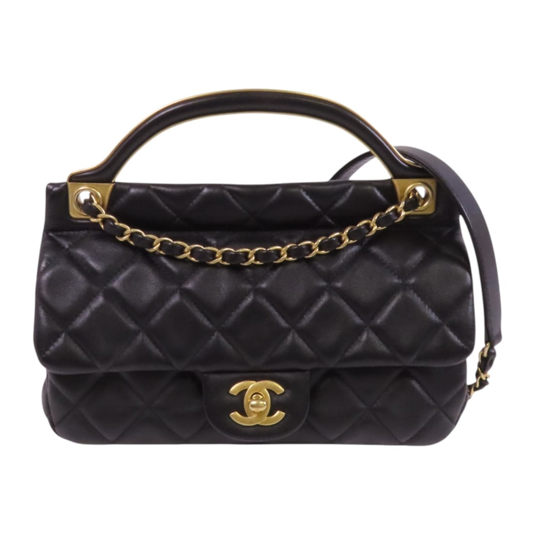 CHANEL CC GHW Black Lambskin 2way Shoulder Bag AS2438 (1 of 17)
