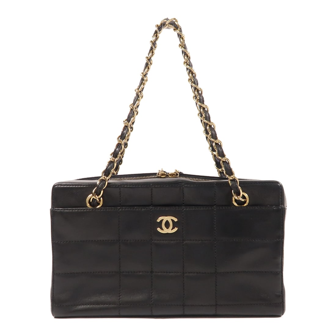 Chanel Black Calfskin Shoulder Bag with CC Logo and Gold Chain Hardware (1 of 17)