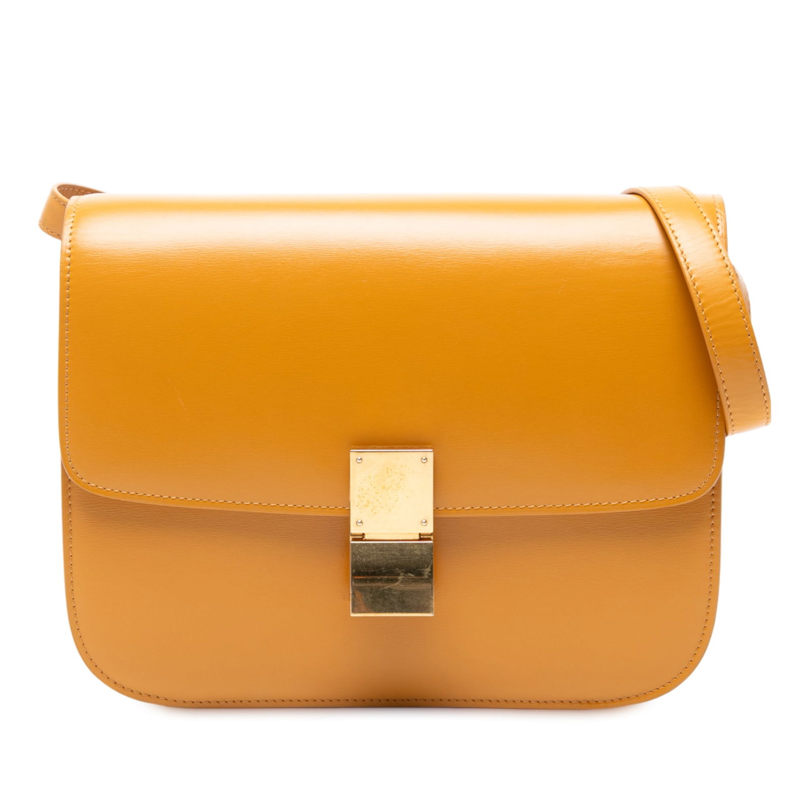 Celine Medium Calfskin Classic Box Crossbody Bag Yellow Leather (1 of 7)