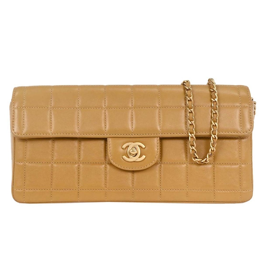 Chanel Beige Lambskin East West Shoulder Bag with Turnlock (1 of 10)