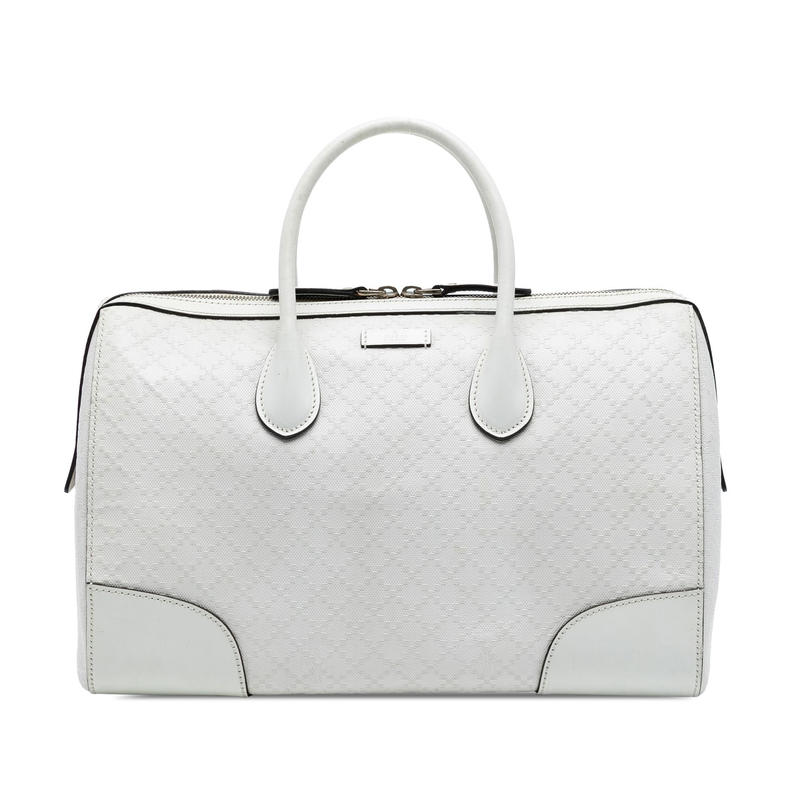 Gucci Medium Diamante Leather Boston Bag White Italy (1 of 7)