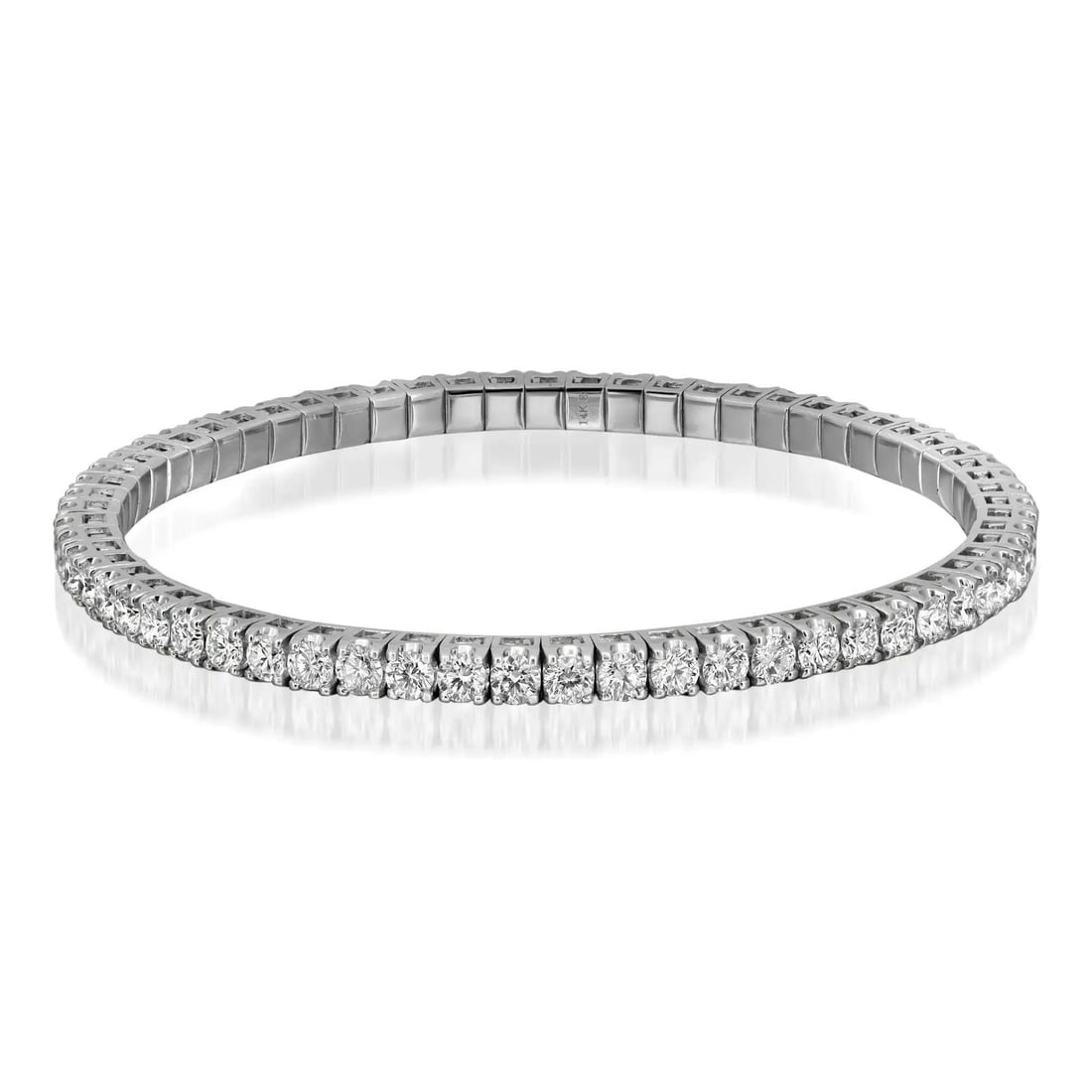 Rachel Koen 14K White Gold Lab Grown Diamond Tennis Bracelet 10.20 Ctw: Rachel Koen 14K White Gold Lab Grown Diamond Tennis Bracelet 10.20 Ctw Elevate your jewelry collection with this exquisite prong set round lab grown diamond tennis bracelet. Crafted from luxurious 14K