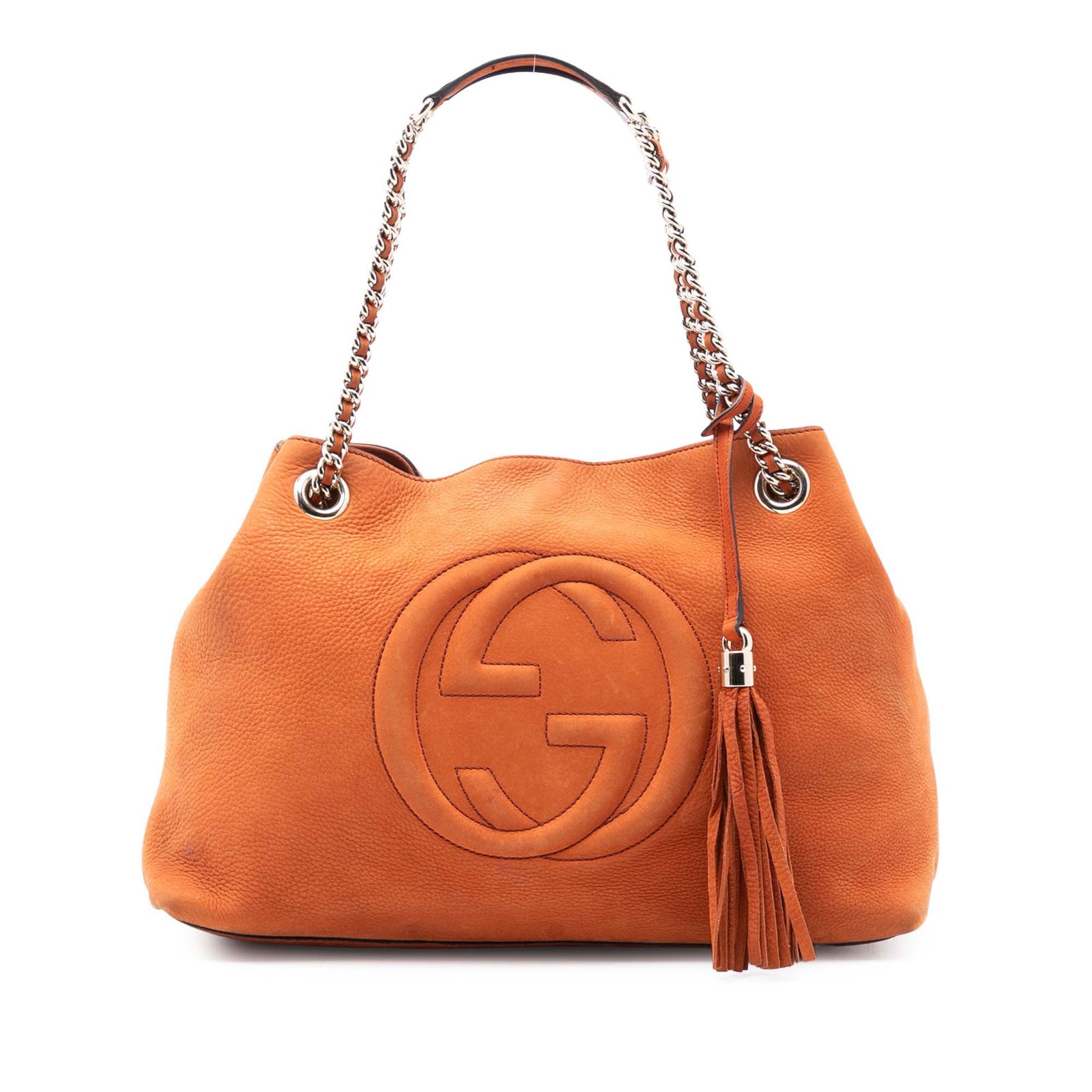 Gucci Soho Chain Tote in Medium Orange Nubuck Leather (1 of 7)