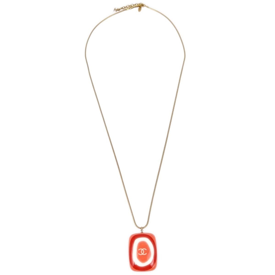 Pendant Necklace with Chanel CC Logo in Gold Pink White and Red (1 of 2)