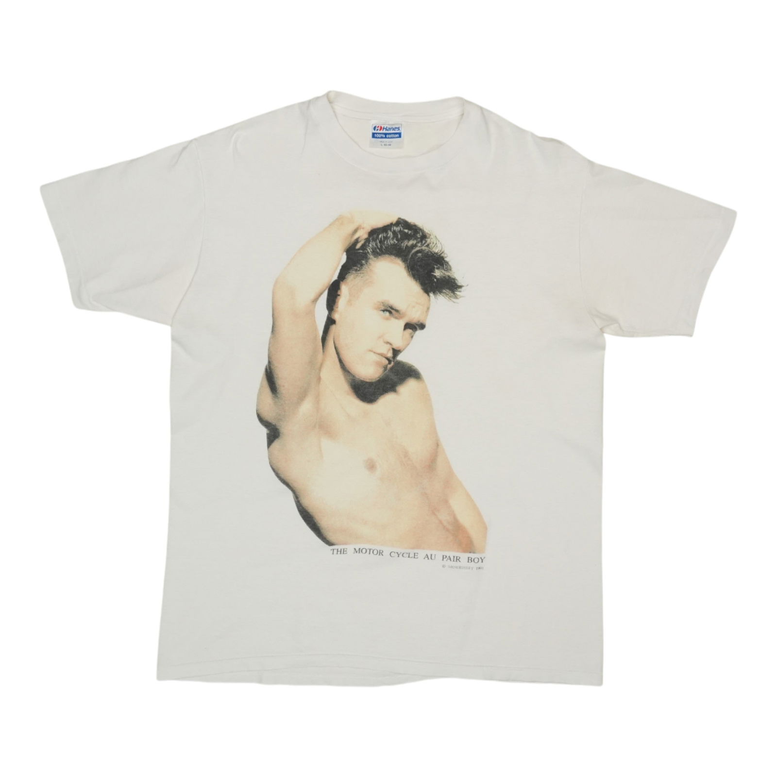 Vintage 1991 Morrissey Motor Cycle Au Pair Boy Shirt White Cotton (1 of 5)