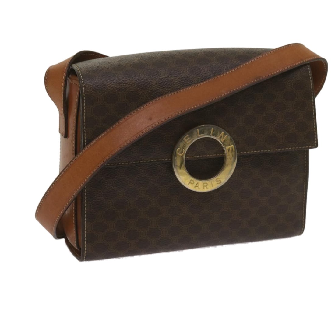 Vintage Celine Macadam Brown Leather Shoulder Bag: Vintage Celine Macadam Brown Leather Shoulder Bag This Celine vintage Macadam shoulder bag features a classic brown exterior with the iconic Macadam pattern. The bag is designed for women and offers a