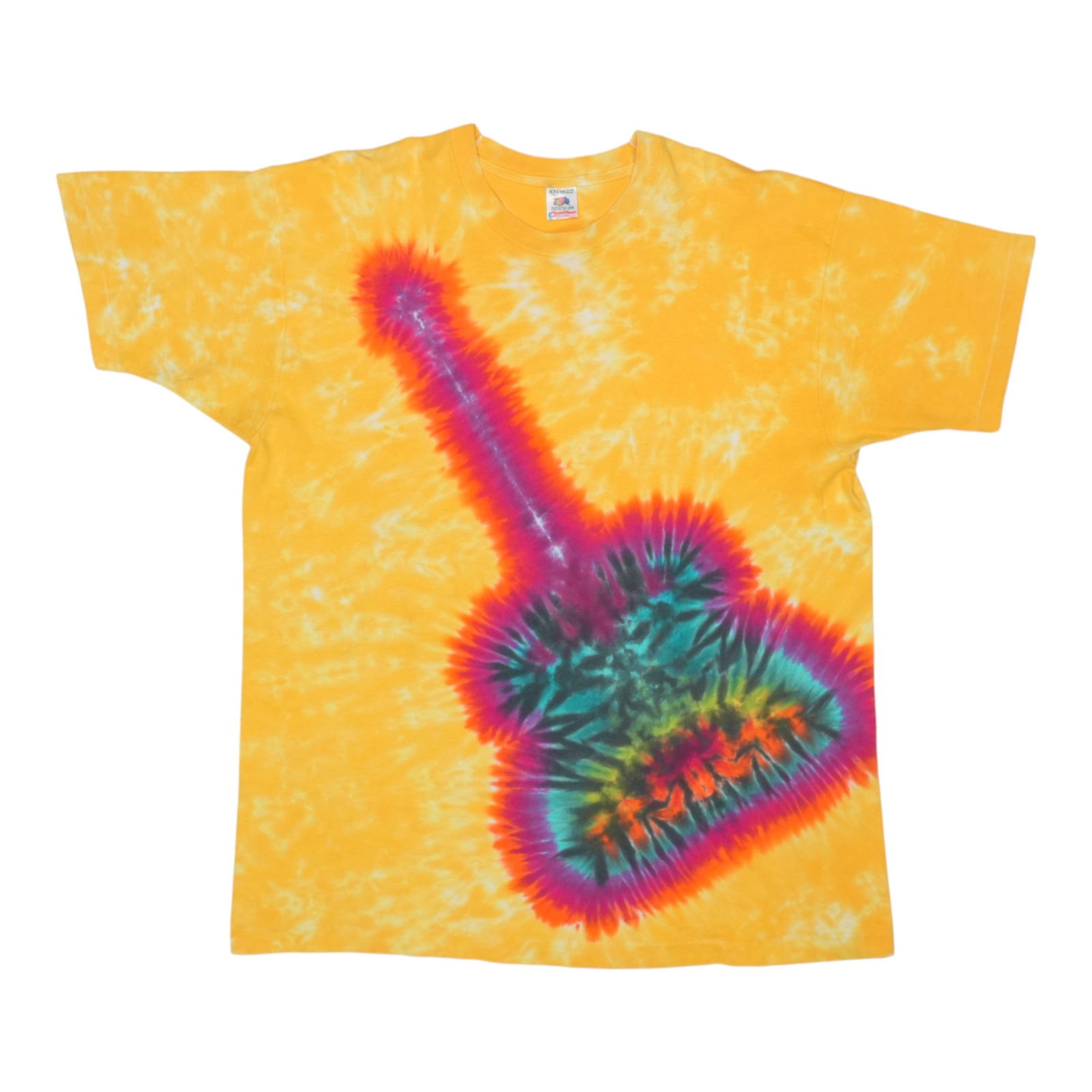 Vintage 1990s Tie Dye Guitar Shirt 100% Cotton XXL (1 of 4)