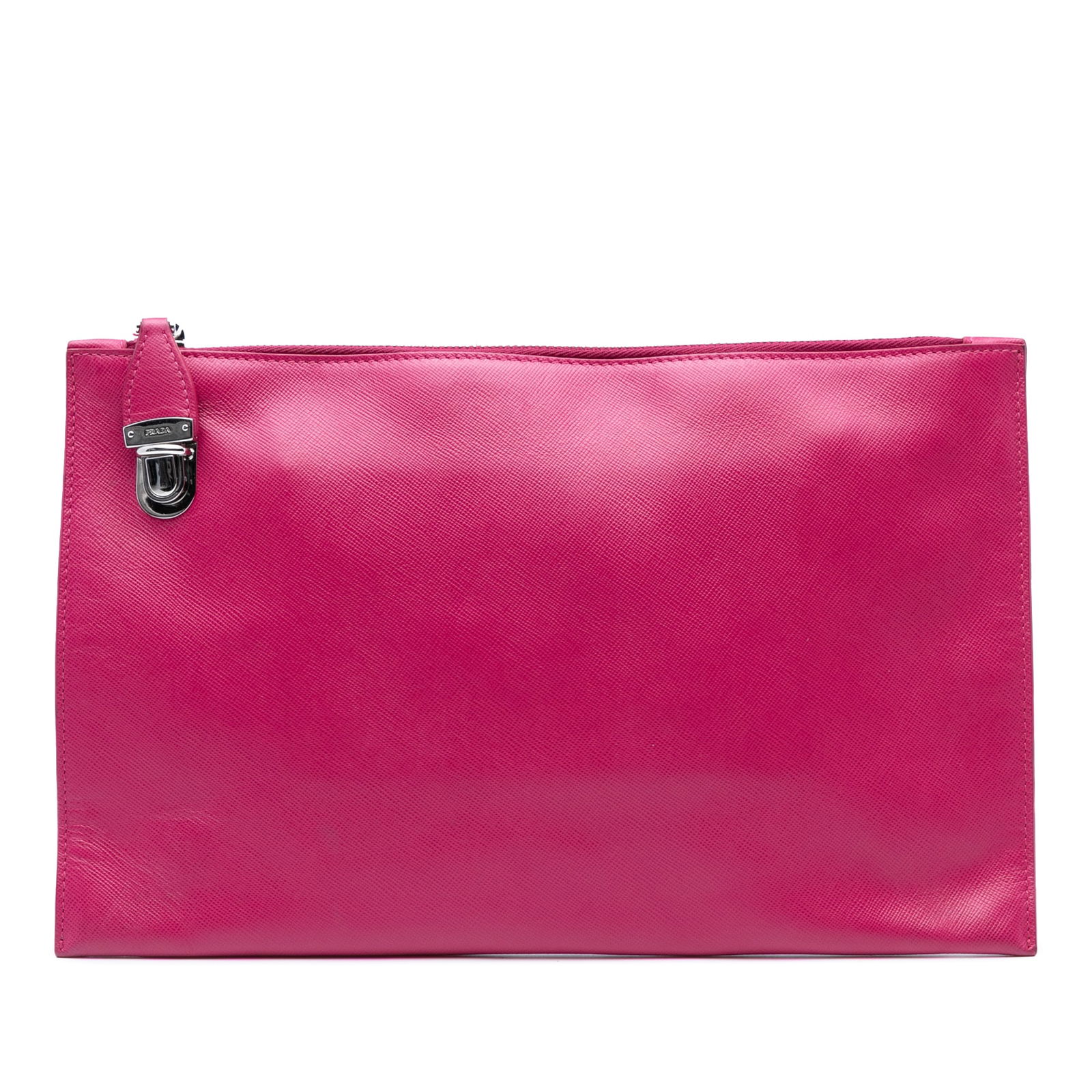 Prada Saffiano Lux Pink Leather Zip Clutch Bag Italy (1 of 7)