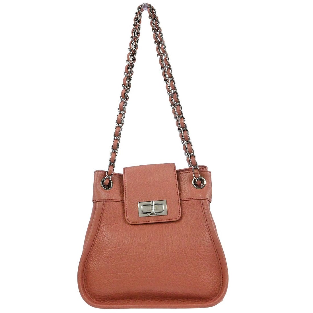 Pink Deer Leather Chanel Mademoiselle Lock Medium Shoulder Bag: Pink Deer Leather Chanel Mademoiselle Lock Medium Shoulder Bag This Chanel shoulder bag from the Mademoiselle line is crafted in pink deerskin leather and features a distinctive Mademoiselle lock clos