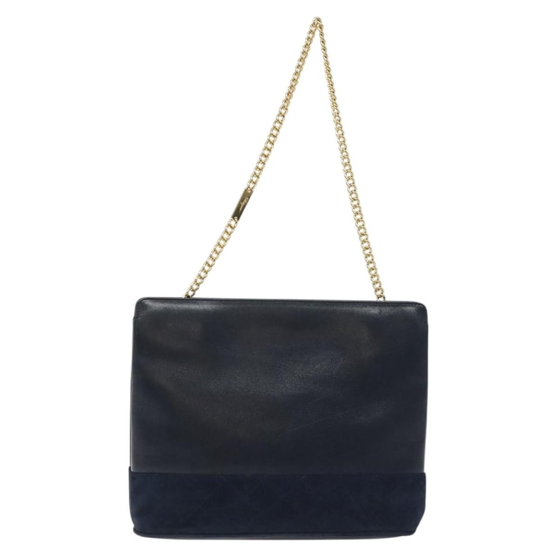 Vintage Ferragamo Navy Chain Strap Shoulder Bag (1 of 2)