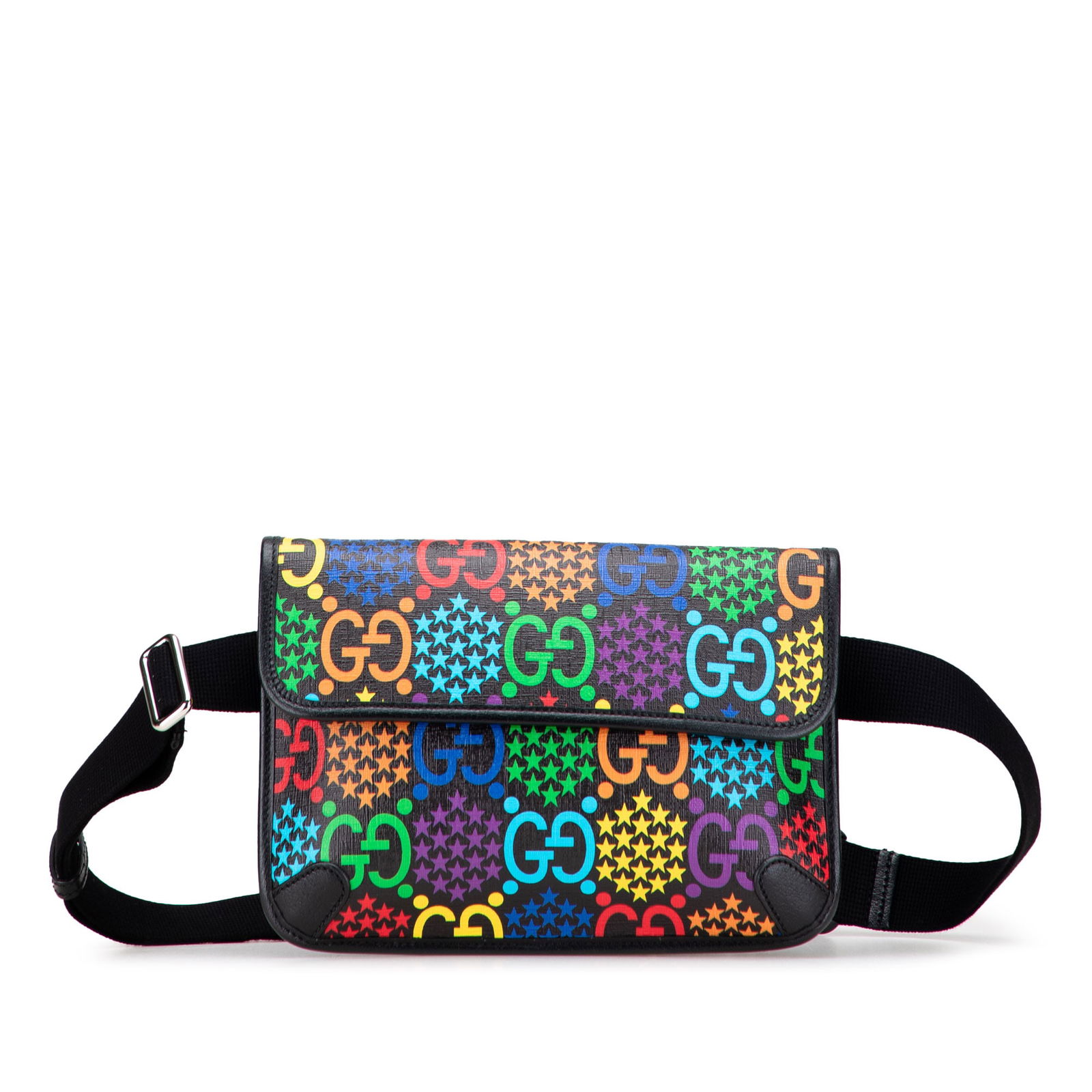 Gucci GG Supreme Psychedelic Fabric Belt Bag Italy Black: Gucci GG Supreme Psychedelic Fabric Belt Bag Italy Black The Gucci GG Supreme Psychedelic Belt Bag combines style and functionality with its coated canvas body and leather trim. It features a flat, ad