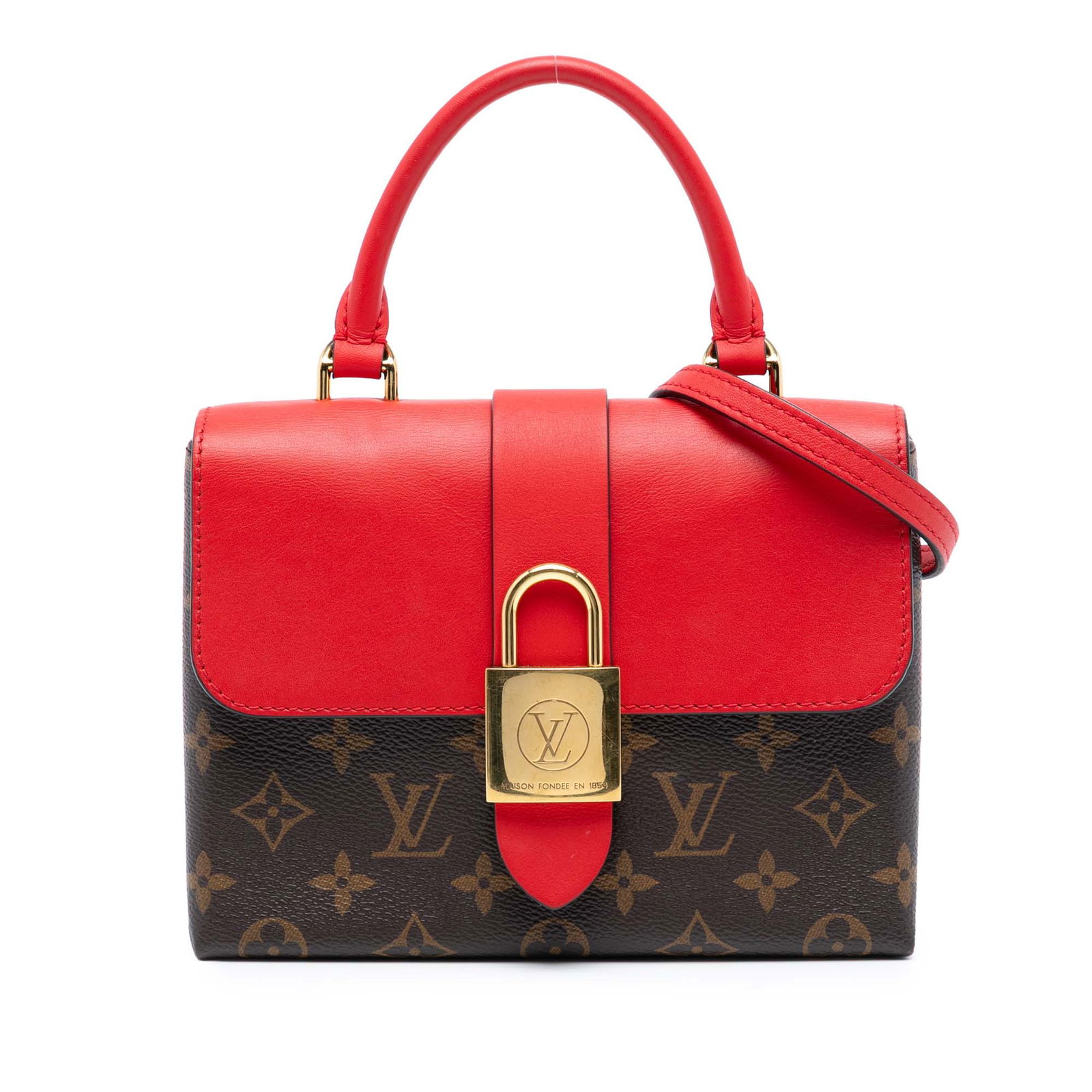 Monogram Locky BB Brown Bag with Padlock and Detachable Strap by Louis Vuitton: Monogram Locky BB Brown Bag with Padlock and Detachable Strap by Louis Vuitton The Louis Vuitton Monogram Locky BB features a monogram canvas body with a rolled leather top handle and a detachable fla