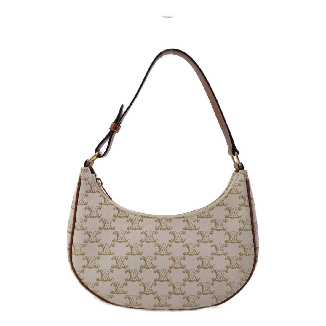 Celine Ava White Shoulder Bag with Gold Hardware Coated Canvas: Celine Ava White Shoulder Bag with Gold Hardware Coated Canvas This CELINE Ava shoulder bag features a white PVC coated canvas exterior and is designed for everyday use. The bag is made in France and