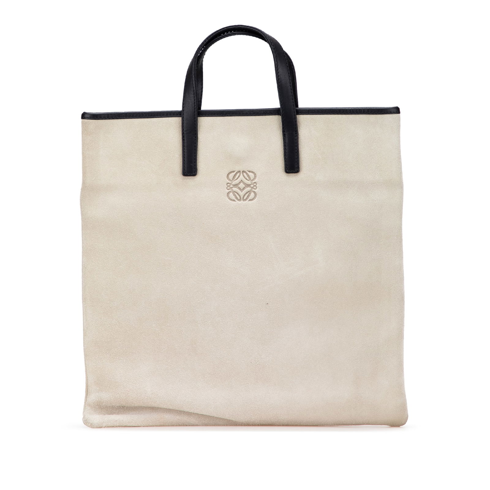 LOEWE Anagram Suede Tote Bag Brown Leather Spain: LOEWE Anagram Suede Tote Bag Brown Leather Spain This LOEWE Anagram Suede Tote is crafted from high-quality suede leather with luxurious leather trim. The tote features flat leather handles for comfor