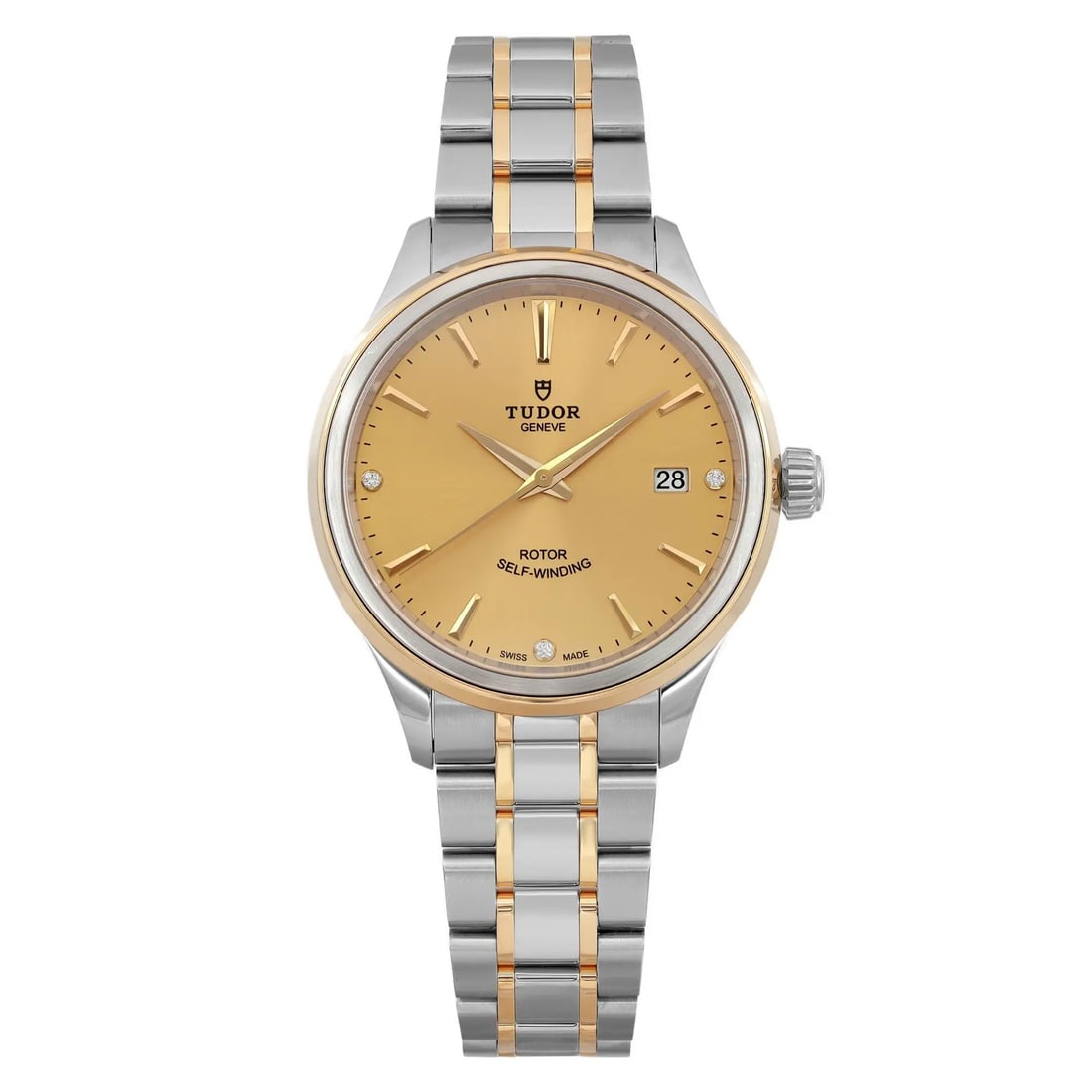 TUDOR Style 18K Gold Steel 38mm Champagne Diamond Dial Watch 12503-0004 (1 of 6)