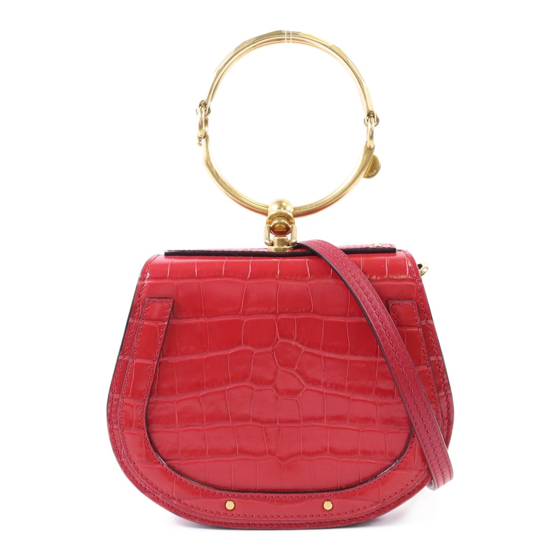 Chloe Small Pink Fuchsia Croc Embossed Calfskin Shoulder Bag (1 of 18)