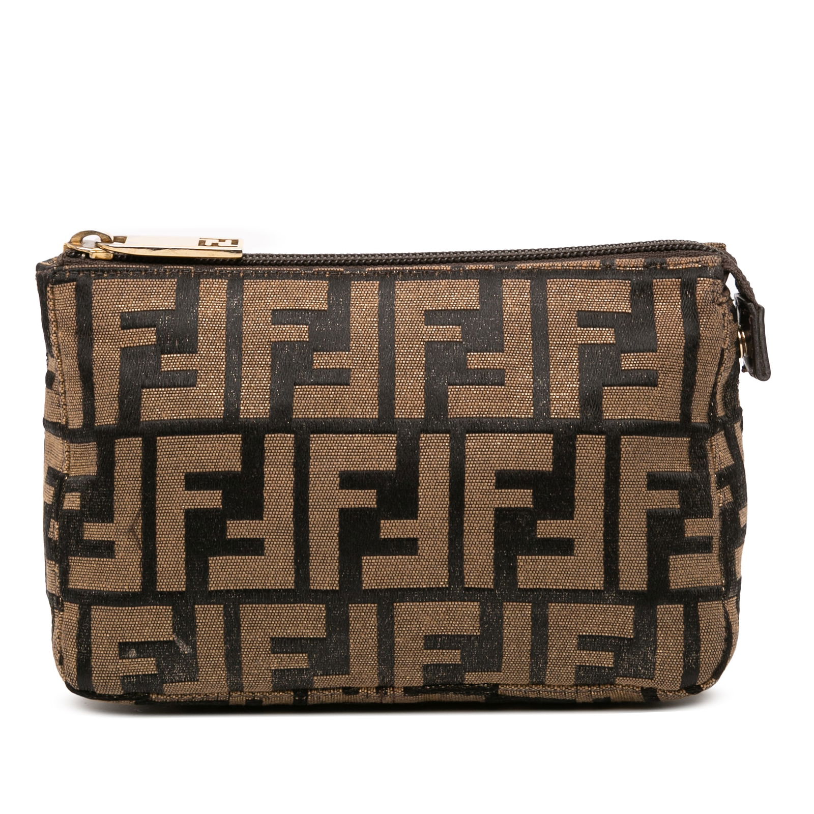 Fendi Zucca Canvas Clutch Brown Fabric Pouch Italy (1 of 10)
