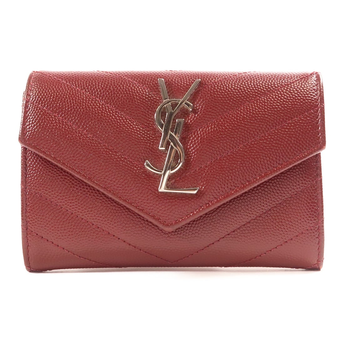 SAINT LAURENT Red Calfskin Leather Card Case 414404 (1 of 11)