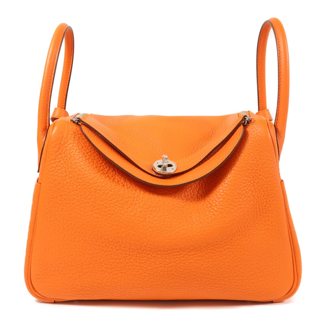 HERMES Lindy 30 2way Shoulder Bag Clemence Leather Orange PHW (1 of 16)