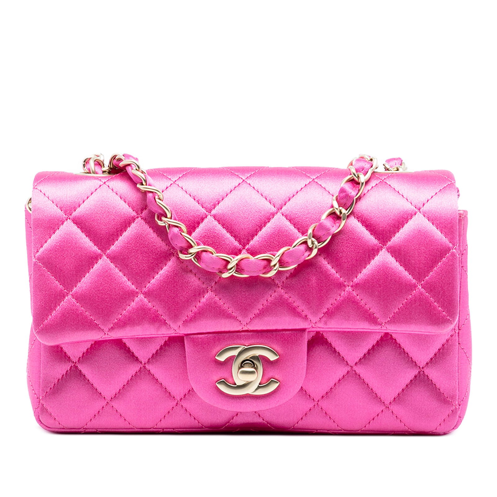 Pink Chanel Mini Rectangular Satin Quilted Flap Shoulder Bag (1 of 8)