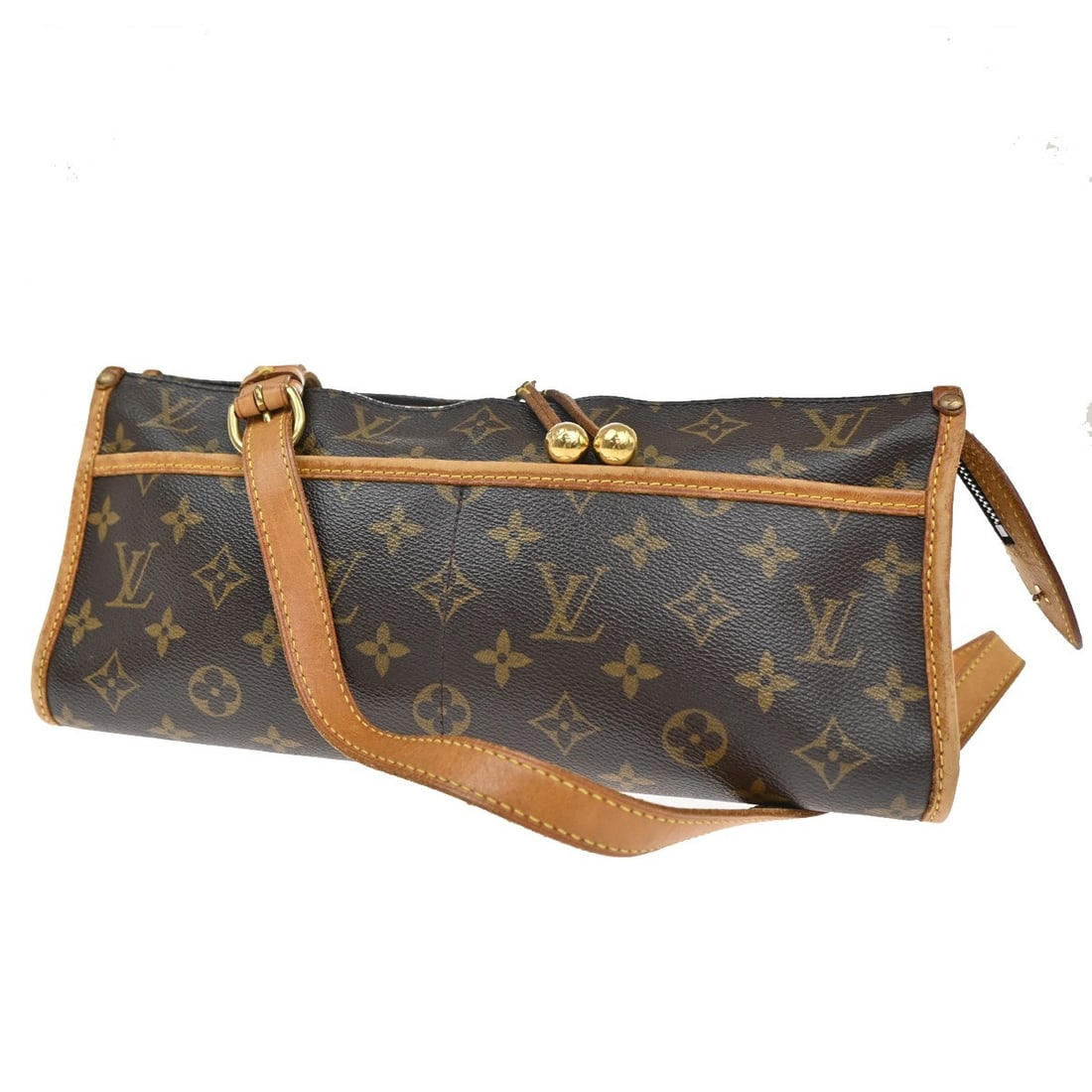 Popincourt Brown Shoulder Bag by Louis Vuitton: Popincourt Brown Shoulder Bag by Louis Vuitton This Louis Vuitton Popincourt shoulder bag comes in a brown color and is designed for women. The pre-owned bag displays noticeable signs of use, includin