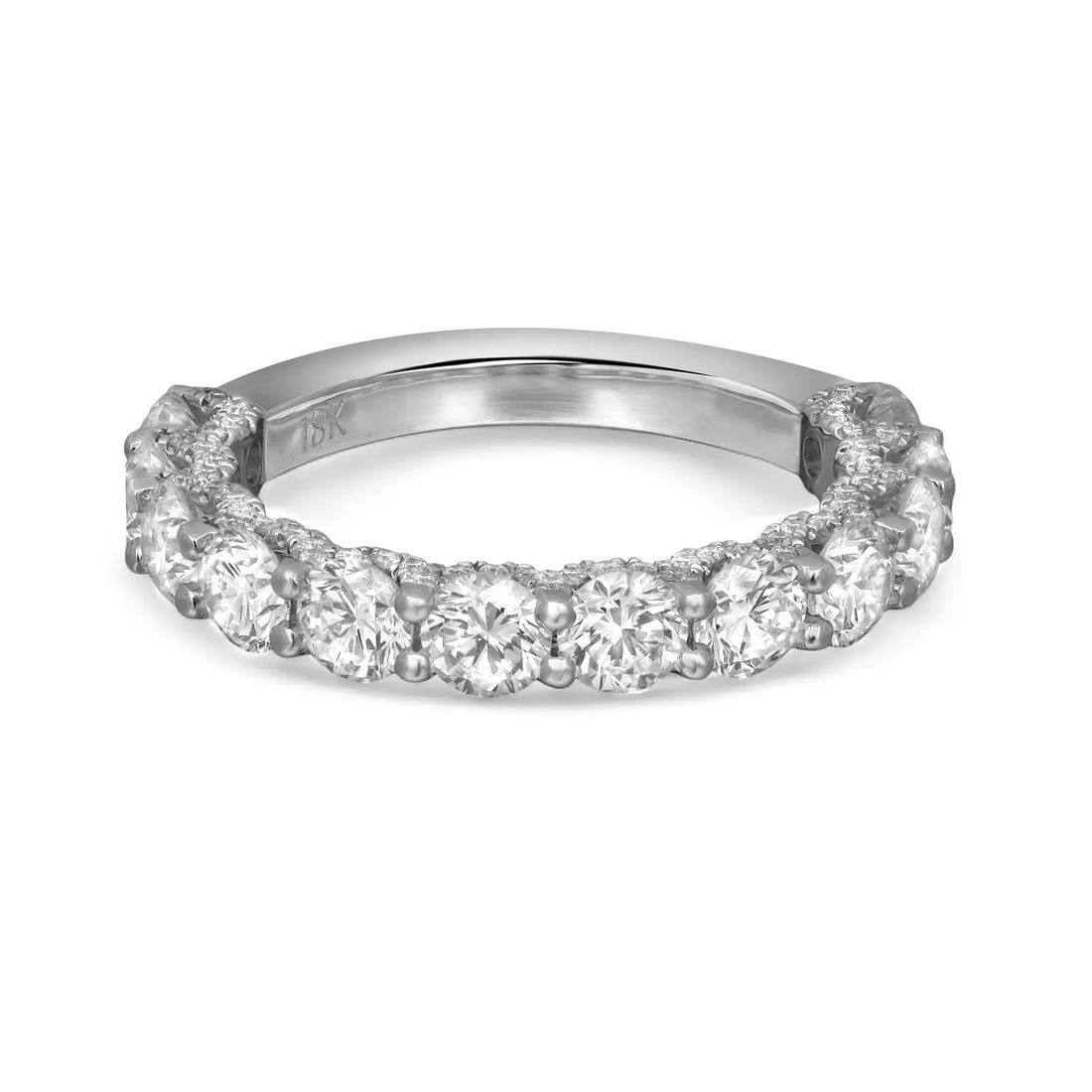 Rachel Koen 18K White Gold Lab Grown Diamond Eternity Ring 2.70Ctw Adjustable: Rachel Koen 18K White Gold Lab Grown Diamond Eternity Ring 2.70Ctw Adjustable This exquisite Round Cut Lab Grown Diamond Eternity Band Ring is a timeless piece that beautifully symbolizes eternal love
