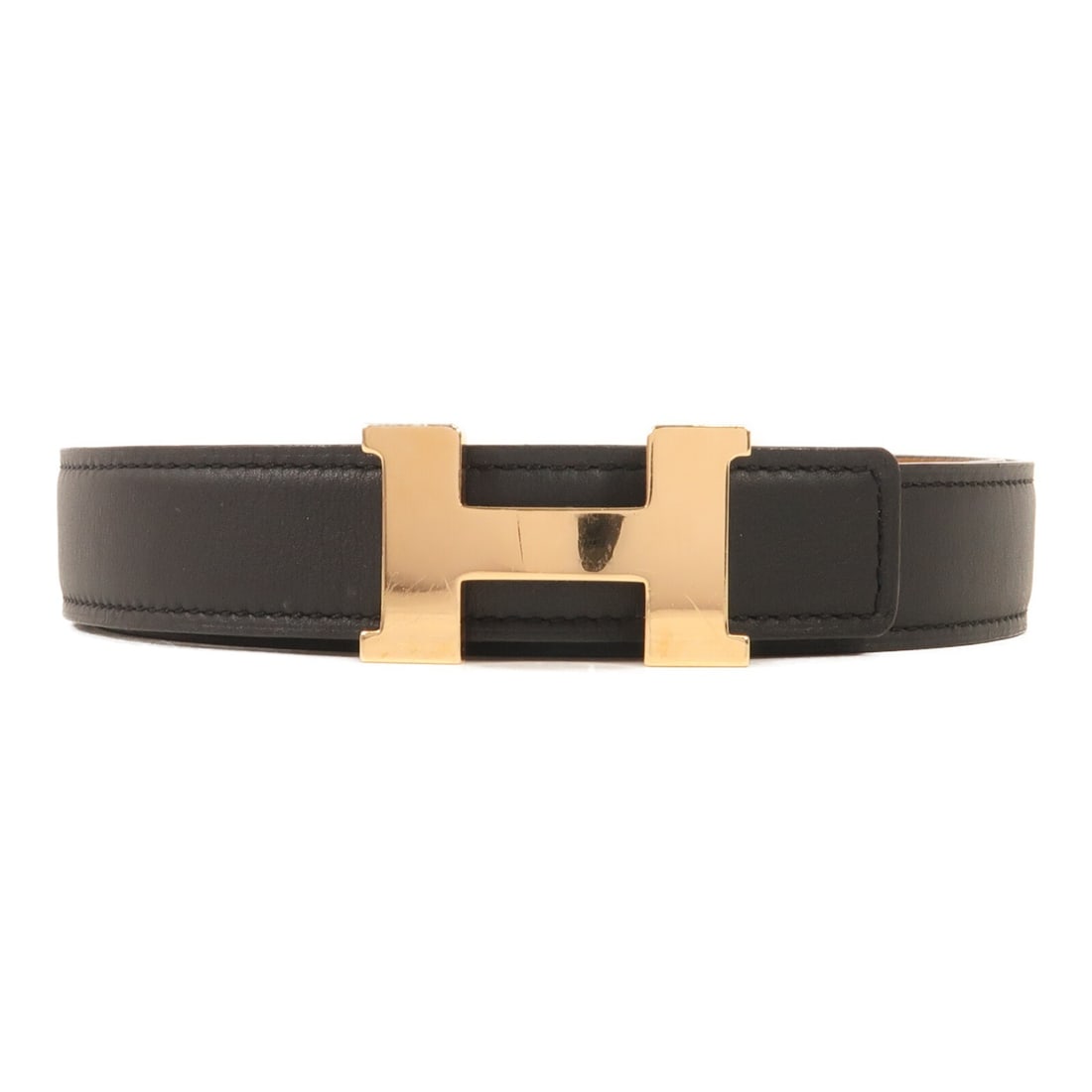 HERMES Epsom Swift Leather Belt Black Gold GHW (1 of 6)