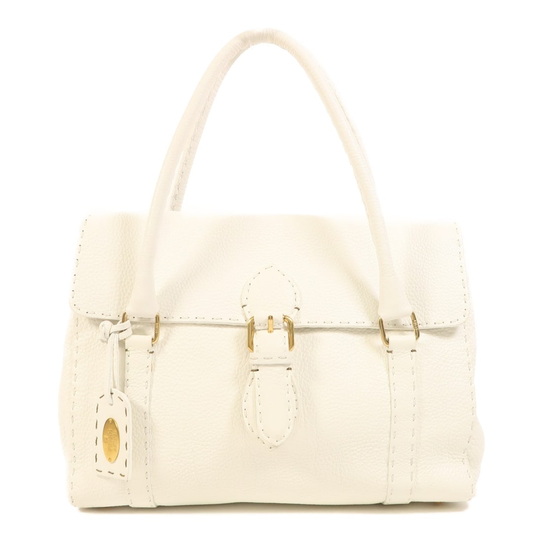 FENDI Selleria Linda Handbag 8BR547 White Calfskin Leather (1 of 18)