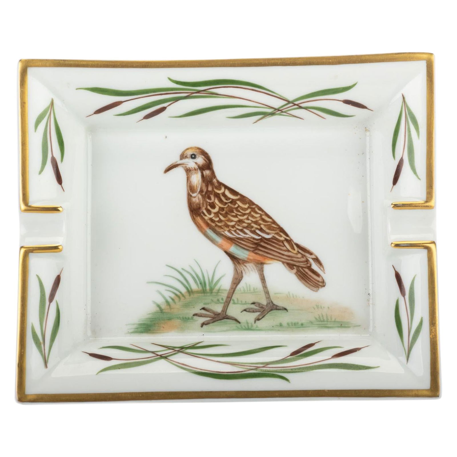 Porcelain Ashtray with Bird Motif by Hermes France (1 of 5)